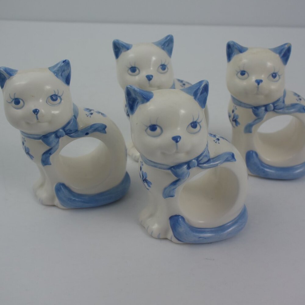 Vintage Ceramic Cat Napkin Rings by Himark
